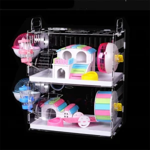 Wholesale Acrylic Small Pet Cage Transparent Hamster House With The Pipe