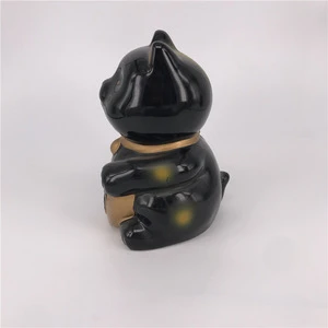 Wholesale Black glazed ceramic crafts japanese ceramic fortune cat home decoration