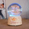 Wholesale Crystal Crafts Kids Gifts Little Bears Music Resin Water Snowball with Led Light
