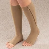 Wholesale custom copper Varicose Veins open toe knee high zipper compression socks for men and women