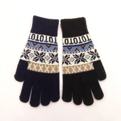 Wholesale custom logo adult knitted winter acrylic gloves jacquard knit warm gloves