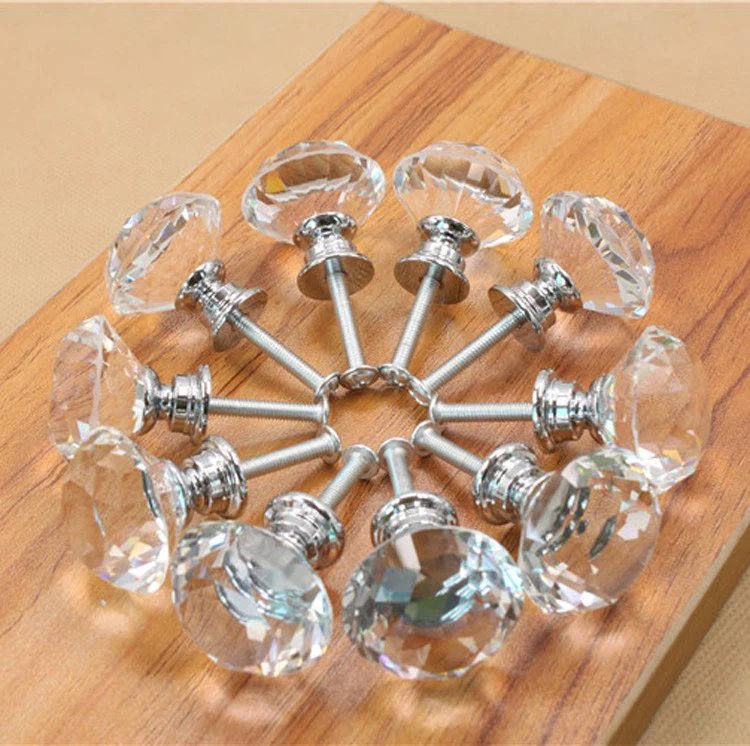 wholesale diamond shape crystal handle knob furniture handles