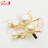 Wholesale good quality fashion handbag&#x27;s iron accessories  Double cat metal decorative buckle with two pearl pendant