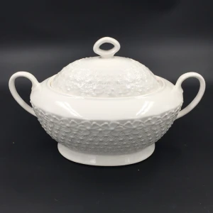 Wholesale Hot Sale 3-4L White New Bone Ceramic Soup Stock Pots With Lid