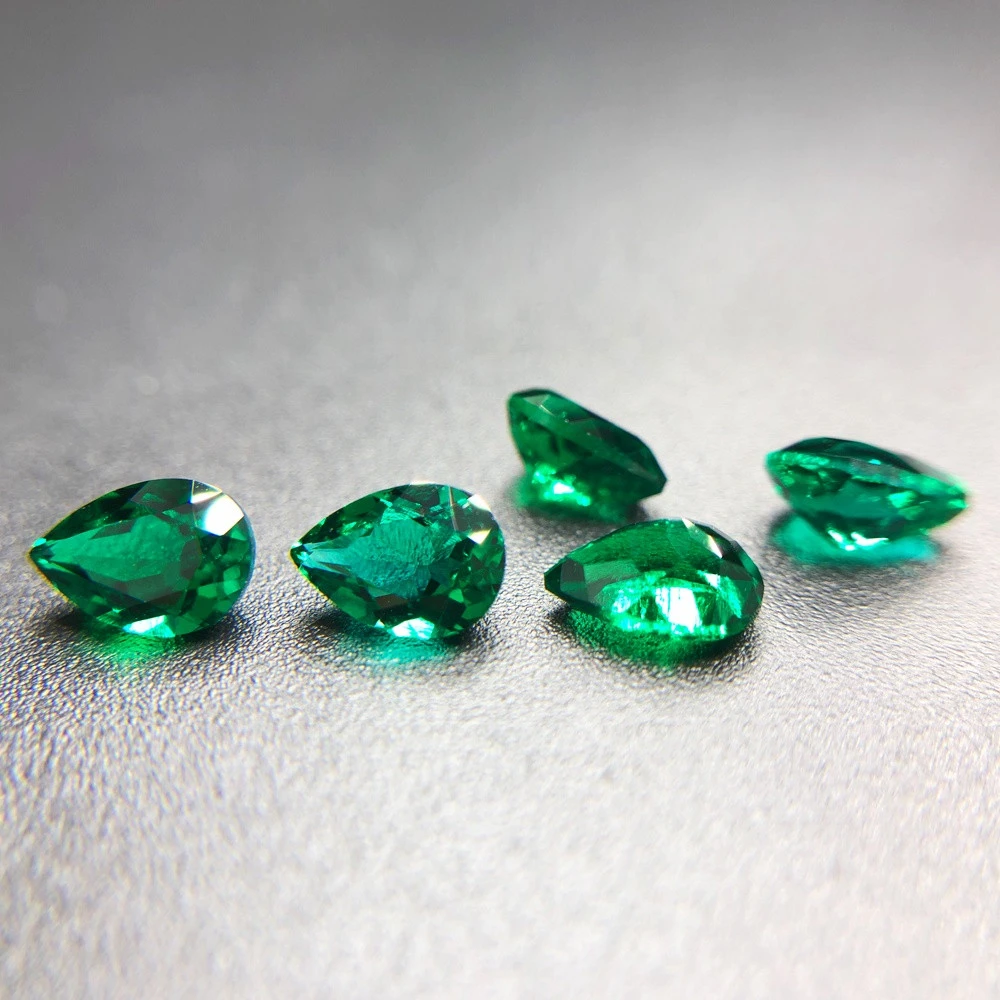 Wholesale lab created emerald synthetic pear shape gem stone