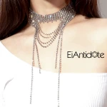 Wholesale Latest High Quality Rhinestone Layered Choker Necklace For Women