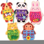 Wholesale Montessori Educational Wooden Toys Hot Sale Children Beads Lacing Toddler Sew On Buttons Early Educational Toys
