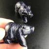 Wholesale Natural 1inch Blue gold sand Crystal Crafts Bear Figurines Foaling Bear Statue Crystal carved skulls