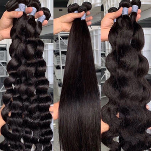 Wholesale Peruvian Black Body Wave Natural Human Hair Toupees Synthetic Hair Braid Weave Brazilian Virgin Human Hair Extensions