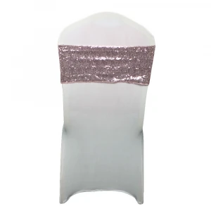 Wholesale rose gold sequin spandex party wedding chair sashes bands wedding decoration