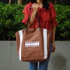 Wholesale Rugby bag Rugby Sport bag Cotton Canvas tote bag with PU Wrist Cotton Canvas DOM-108