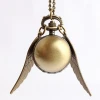 Wholesale Small size Antique Wing Bronze Dia 27MM Pocket watch vintage  model Ball watch with necklace Chain