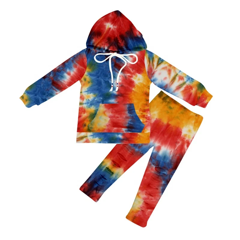 Wholesale tie-dye elastic kids clothing sets with hat hot sale baby clothing sets kids clothing sets baby girl clothes