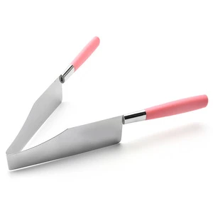 Wholesale triangle cake knife cutter kitchen accessories tools and server set steel birthday divide equal