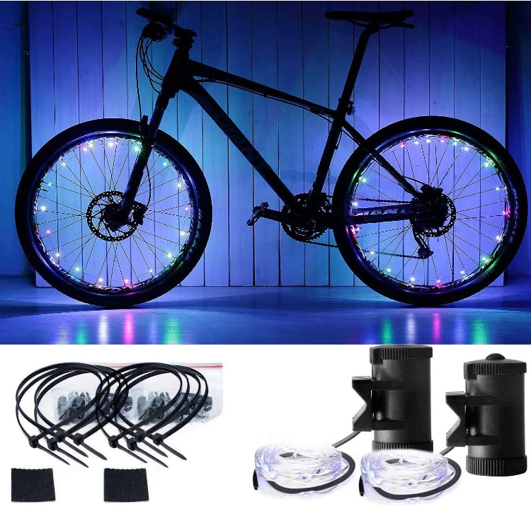 Wholesale Waterproof Bright 20-LED bike accessories LED Colorful Wheel Lights Multicolored bicycle wheel String lights