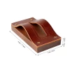 wholesale wood business card holder solid black walnut  wooden base elegant genuine leather card stand