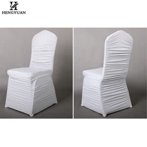Wholesaler new design luxury white pleated spandex banquet chair covers