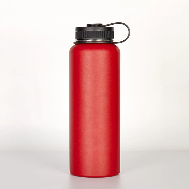Wide Mouth 40 Ounce Vacuum Insulated Stainless Steel Water Bottle Termos Silicone Wholesale Flex Straw Lid Top Cap 1000ml 18o