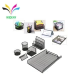 Wideny 5 pieces mesh metal desk set office school kids desk table stationery set