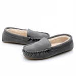 Winter Warm Handmade Faux Fur Lined Suede Leather Upper Moccasins Ladies Loafer Shoes