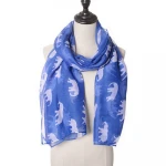 Women Elephant Printed Balinese Yarn Sunscreen Shawl wholesale logo animal print silk satin scarf
