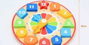 Wooden clock puzzle game educational toys for kids