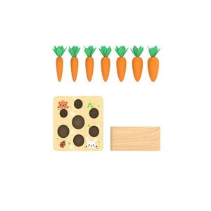 Wooden toys 1 year old boys girls montessori shape size sorting puzzle carrots harvest developmental gifts wood toys