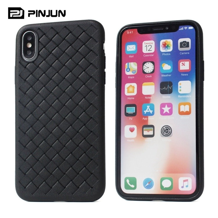Woven Pattern Soft Rubber TPU Case for iPhone X Xs Xr Max
