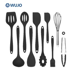 WUJO Amazon 10pcs Drop shipping Cooking Red Home Silicone Kitchen Utensil Set