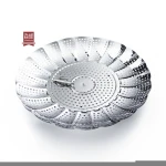 YF New arrival 10in silver vegetable steamer basket durable non stick stainless steel collapsible food steamer basket