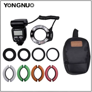 YONGNUO YN14EX II Macro Flash for Canon DSLR Cameras with Large Size LCD Display Adapter Rings Color Temperature Filters Hot Sho