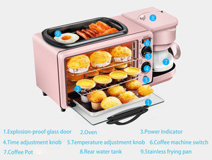 Yoslon Home use Commercial Multifunctional 3 in 1 Breakfast Makers Household Electric Coffee Bread Making Machine