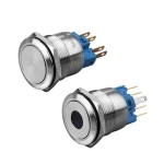 ZLQ22mm Ip67 With Bicolor Or Tricolor Illuminated Metal Self-locking Or Self-resetting 1no1nc Push Button Switch