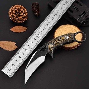 Zunelotoo high quality d2 steel G10 handle black fixed blade survival outdoor camping knife
