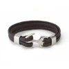 Men's Stainless Steel Anchor Vintage Braided Leather Rope Bracelet Couple Bracelet