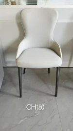 Elegant CH180 Modern Dining Chair with Curved Backrest and Steel Legs