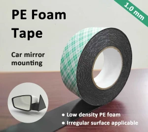 PE Foam Tape for Automotive use, 1.0mm Black Foam Mounting Tape