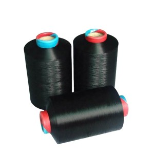 Newest custom black dty 150D/48F  dyed texturing 100 polyester yarn for knitting socks