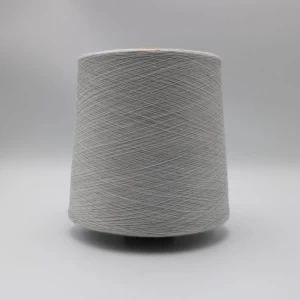 Grey yarn Ne36/1ply 10% stainless steel fiber blended with 90% polyester fiber ring spun yarn for knitting touchscreen gloves-XTAA240