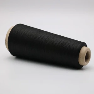 black carbon 20D/3F filaments outer ring intermingling with 50D black polyester DTY for anti static fabrics/gloves-XTAA248