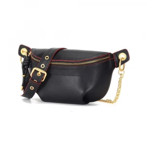 New European Fashion Genuine Leather Ladies Black Dumpling Handbag