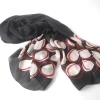 long black silk pongee scarf with white bubble print,silk paj scarf