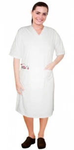 V neck half sleeve nursing dress with zip & 2 front pockets - Scrub Uniforms