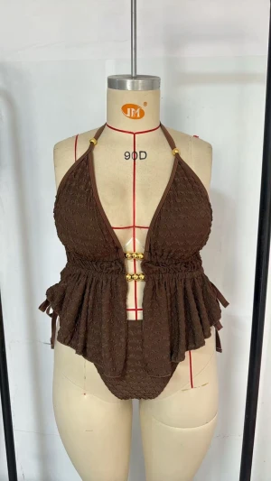 Plus size 2-piece textured bikini set