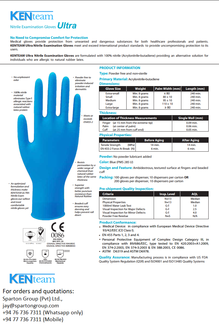 Buy Nitrile Gloves from SPARTON GROUP (PVT) LTD, Sri Lanka