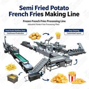 Semi Fried Potato French Fries Making Line Frozen French Fries Processing Line Industrial Potato Fries Processing Plant
