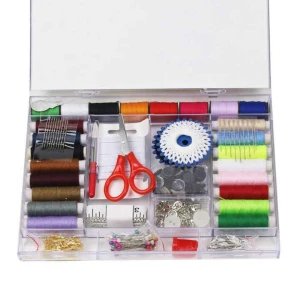 Complete thread stitching plastic all in one professional wholesale hotel travel sewing kit with thimble scissors thread