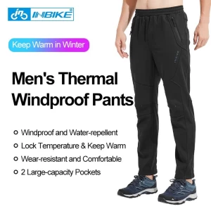 INBIKE Thermal Fleece Lined Windproof Jogging Bicycle Cycling Windbreaker Trousers Pants for Men WP701