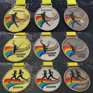 Basketball Football Running Sports Award Zinc Alloy Metal Medal with Customized Logo Printed on the Center