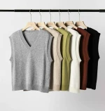 Wool blend V-neck vest